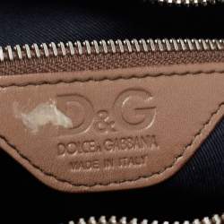 D&G Brown Leather Quilted Lily Glam Shoulder Bag