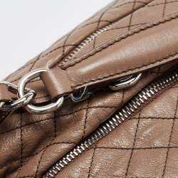 D&G Brown Leather Quilted Lily Glam Shoulder Bag