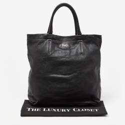 Pre Owned D&G Black Leather Kari Shopper Tote