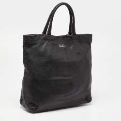 Pre Owned D&G Black Leather Kari Shopper Tote