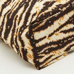 D&G Beige/Brown Zebra Print Canvas Kori Shopper Tote
