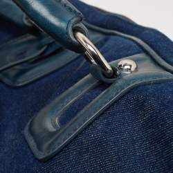 Pre Owned D&G Blue Denim And Leather Diaper Bag