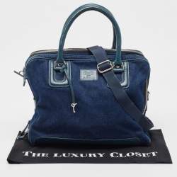 Pre Owned D&G Blue Denim And Leather Diaper Bag