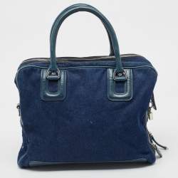 Pre Owned D&G Blue Denim And Leather Diaper Bag