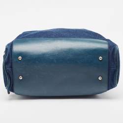 Pre Owned D&G Blue Denim And Leather Diaper Bag