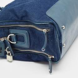 Pre Owned D&G Blue Denim And Leather Diaper Bag