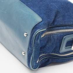 Pre Owned D&G Blue Denim And Leather Diaper Bag