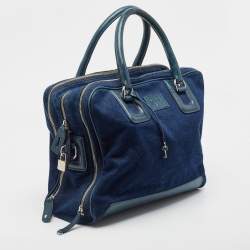 Pre Owned D&G Blue Denim And Leather Diaper Bag