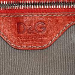 Pre Owned D&G Orange Leather Kiss Lock Flap Hobo