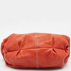 Pre Owned D&G Orange Leather Kiss Lock Flap Hobo