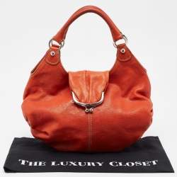 Pre Owned D&G Orange Leather Kiss Lock Flap Hobo