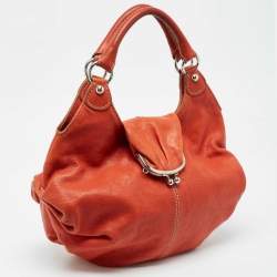 Pre Owned D&G Orange Leather Kiss Lock Flap Hobo