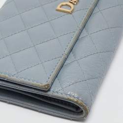 D&G Light Blue Quilted Leather Continental Wallet