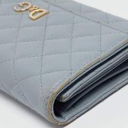 D&G Light Blue Quilted Leather Continental Wallet