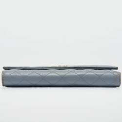 D&G Light Blue Quilted Leather Continental Wallet