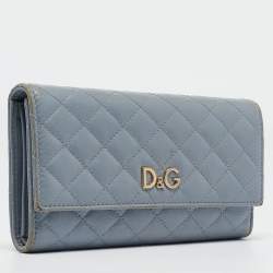 D&G Light Blue Quilted Leather Continental Wallet