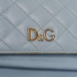 D&G Light Blue Quilted Leather Continental Wallet
