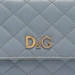 D&G Light Blue Quilted Leather Continental Wallet