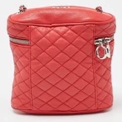 D&G Red Leather Lily Glam Chain Crossbody Bag