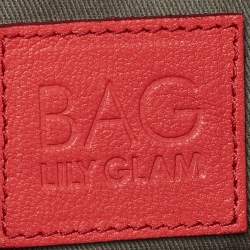 D&G Red Leather Lily Glam Chain Crossbody Bag