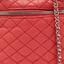 D&G Red Leather Lily Glam Chain Crossbody Bag