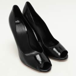 D&G Black Patent Leather Peep Toe Pumps Size 39