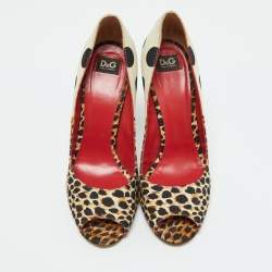 D&G Multicolor Printed Canvas Peep Toe Pumps Size 39