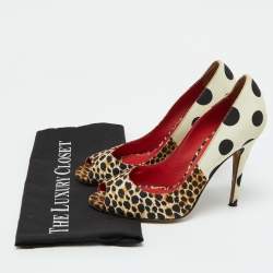 D&G Multicolor Printed Canvas Peep Toe Pumps Size 39