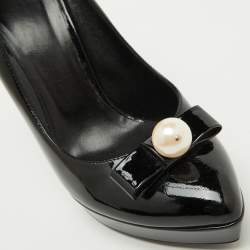 Pre Owned D&G Black Patent Leather Pointed Toe Platform Pumps Size 38