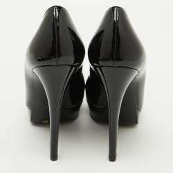 Pre Owned D&G Black Patent Leather Pointed Toe Platform Pumps Size 38