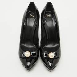 Pre Owned D&G Black Patent Leather Pointed Toe Platform Pumps Size 38
