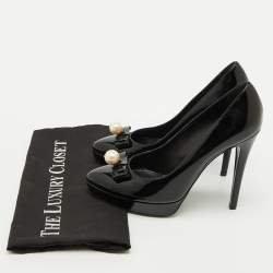 Pre Owned D&G Black Patent Leather Pointed Toe Platform Pumps Size 38