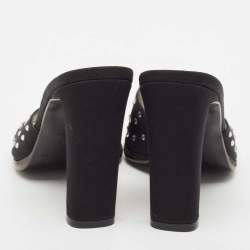 D&G Black Satin Crystal Embellished Slide Sandals Size 37