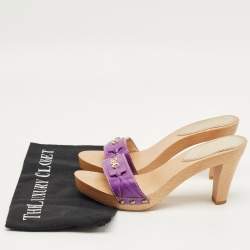 Pre Owned D&G Purple Leather Platform Clogs Size 38