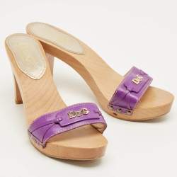 Pre Owned D&G Purple Leather Platform Clogs Size 38