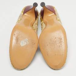 Pre Owned D&G Multicolor Brocade Fabric Round Toe Pumps Size 37.5