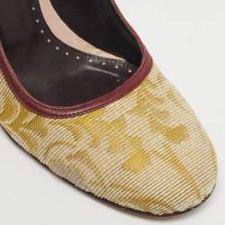 Pre Owned D&G Multicolor Brocade Fabric Round Toe Pumps Size 37.5