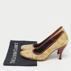 Pre Owned D&G Multicolor Brocade Fabric Round Toe Pumps Size 37.5