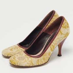 Pre Owned D&G Multicolor Brocade Fabric Round Toe Pumps Size 37.5