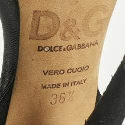 Pre Owned D&G Black Suede Butterfly Embellish Ankle Strap Sandals Size 36.5