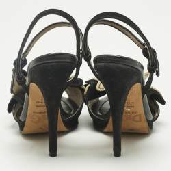 Pre Owned D&G Black Suede Butterfly Embellish Ankle Strap Sandals Size 36.5