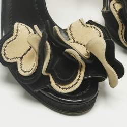 Pre Owned D&G Black Suede Butterfly Embellish Ankle Strap Sandals Size 36.5