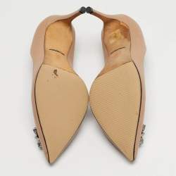 Pre Owned Dolce & Gabbana Bellucci Size 40 Beige Lizard Embossed Leather Pumps