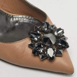 Pre Owned Dolce & Gabbana Bellucci Size 40 Beige Lizard Embossed Leather Pumps