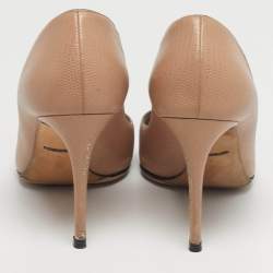 Pre Owned Dolce & Gabbana Bellucci Size 40 Beige Lizard Embossed Leather Pumps