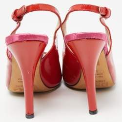 Pre Owned D&G Red Patent leather Peep Toe Slingback Pumps Size 37.5