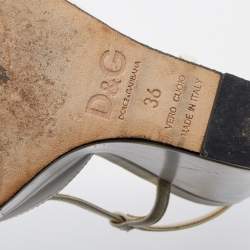 Pre Owned D&G White Leather Peep Toe Wedge Slingback Sandals Size 36