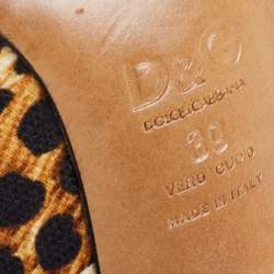 D&G  Brown/Cream Canvas Leopard Printed Peep Toe Pumps Size 39