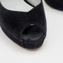 D&G Black Suede Platform Ankle Strap Sandals Size 39