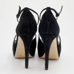 D&G Black Suede Platform Ankle Strap Sandals Size 39